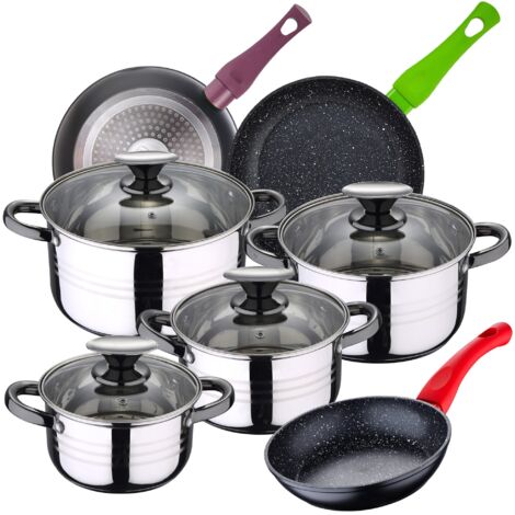 Bateria de cocina 8 piezas SAN IGNACIO Dina de acero inoxidable con juego de sartenes (20/24/28 cm) SAN IGNACIO Jolie en aluminio forjado