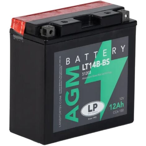 LANDPORT Batería de Moto 12Ah 12V LP LT14B-BS