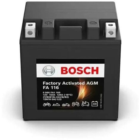 Batería de Moto Bosch FA116 (YB10L-A2/B2-12N10-3A-1 ) 10Ah 120A 12V