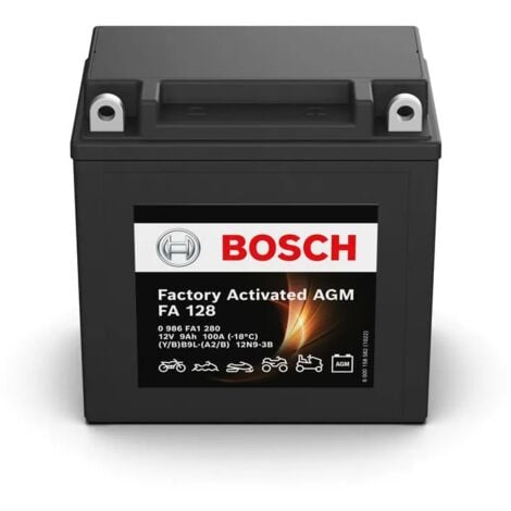 Batería De Moto BOSCH FA128 (YB9L-A2/B2-12N9-3B) 9Ah 100A 12V