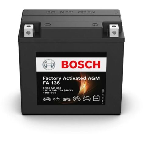 Batería de Moto Bosch FA136 (12N5.5-3B) 5,5Ah 75A 12V