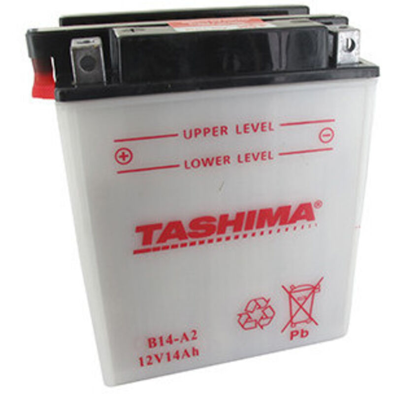 Batería de Plomo Tashima Reforzada 12V, 14A. L: 134, An: 89, Al: 166mm, + a la Izquierda Para Tractores, Motos, Motonieves, Cuatrimotos. (entregada