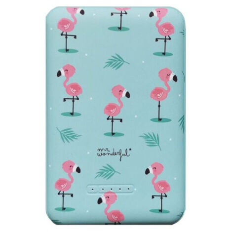 Batería Externa Inalámbrica Mr. Wonderful Flamingos WMRWPWB001 5000 mAh Azul