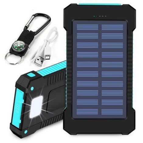 Batería externa para exteriores, carga solar, cargador de batería externo para iPhone/iPad y otros dispositivos inteligentes.
