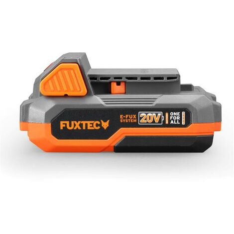 Batería FUXTEC 20V 2Ah Li-Ion (E1B2AH), compatible con todos los dispositivos y cargadores 20V. Una batería para todo.