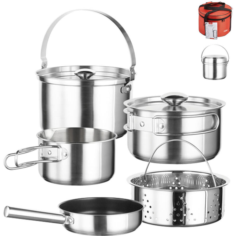 Kochgeschirr Dekitchen Inoxibar Kamping 61117 Stahl 7 Stück