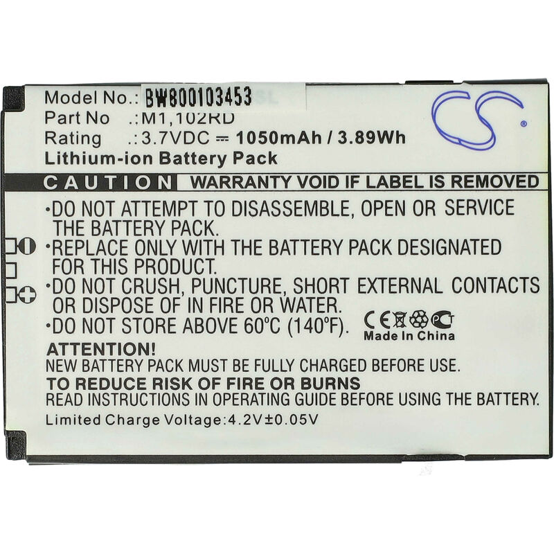 

BATERÍA LI-ION 1050mAh 3.7V apta para PURE Move 2500 sustituye a: M1, 102RD