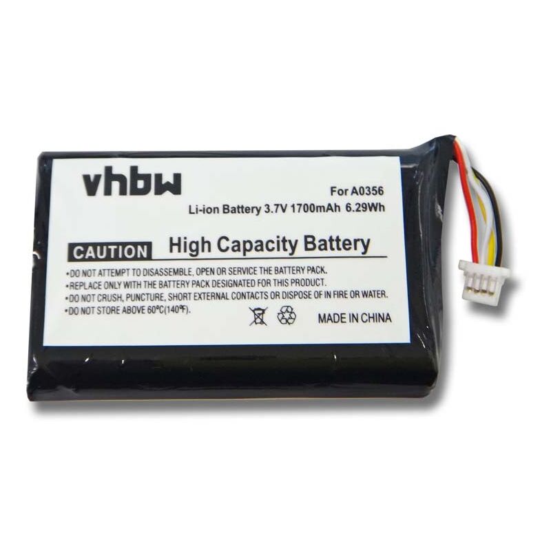 

Batería Li-Ion 1700mAh (3,7V) compatible con Nevo S70. Sustituye las siguientes baterías originales: A0356.
