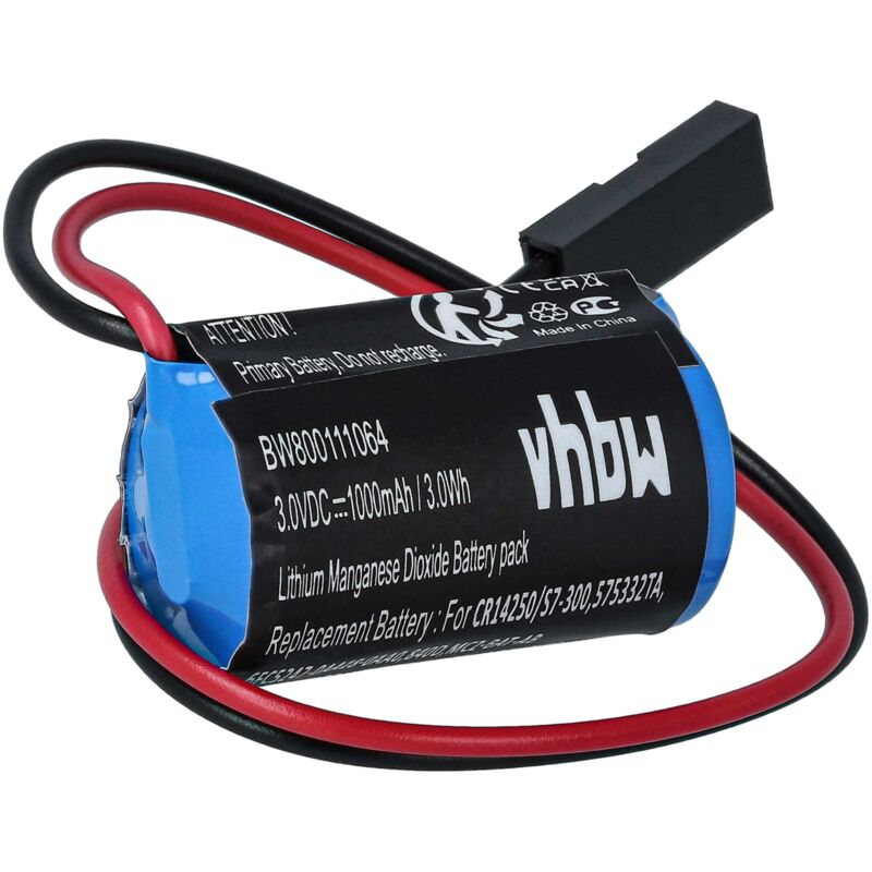 

Batería Li-Ion 900mAh (3V) compatible con Siemens Simatic S5-100U, S5-90U, S5-95U, S7-200 6ES7291-8BA20-OXAO, S7-300 - Vhbw