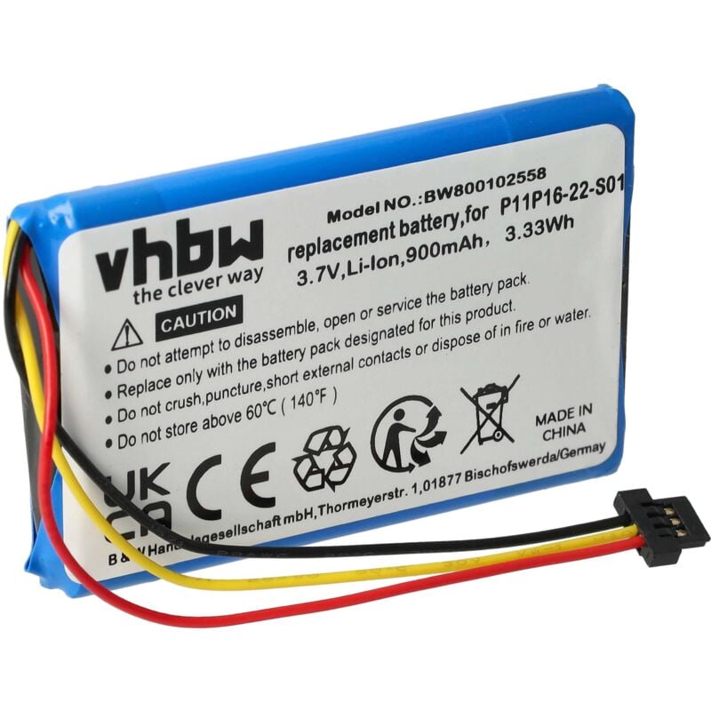 

BATERÍA LI-ION 900mAh compatible con TOMTOM TOM TOM Start XL, 4ET0.002.07 sustituye la batería P11P16-22-S01, S4IP016702174