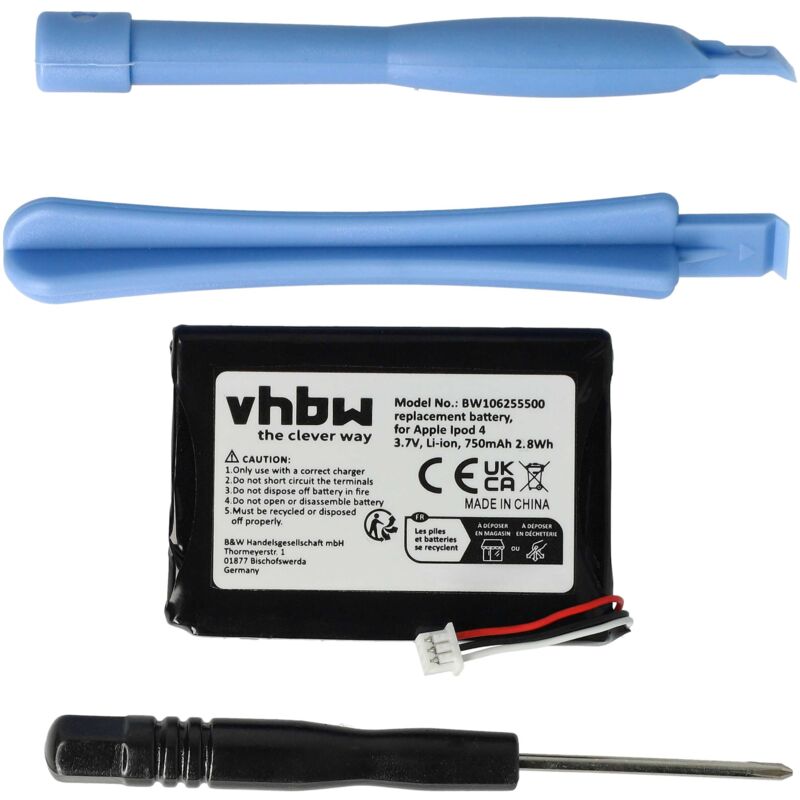 

Batería Li-Ion vhbw 750mAh (3.7V) para Video MP3 Player Apple IPod Photo 40GB M9585CH/A, 40GB M9585FE/A como 616-0183, 616-0198, 616-0206.