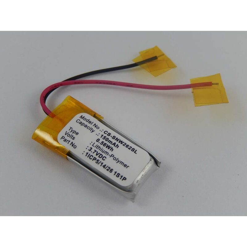 

Batería Li-Polymer 150mAh (3.7V) para reproductor MP3 Sony NWZ-W262 como 1ICP5/14/26 1S1P. - Vhbw