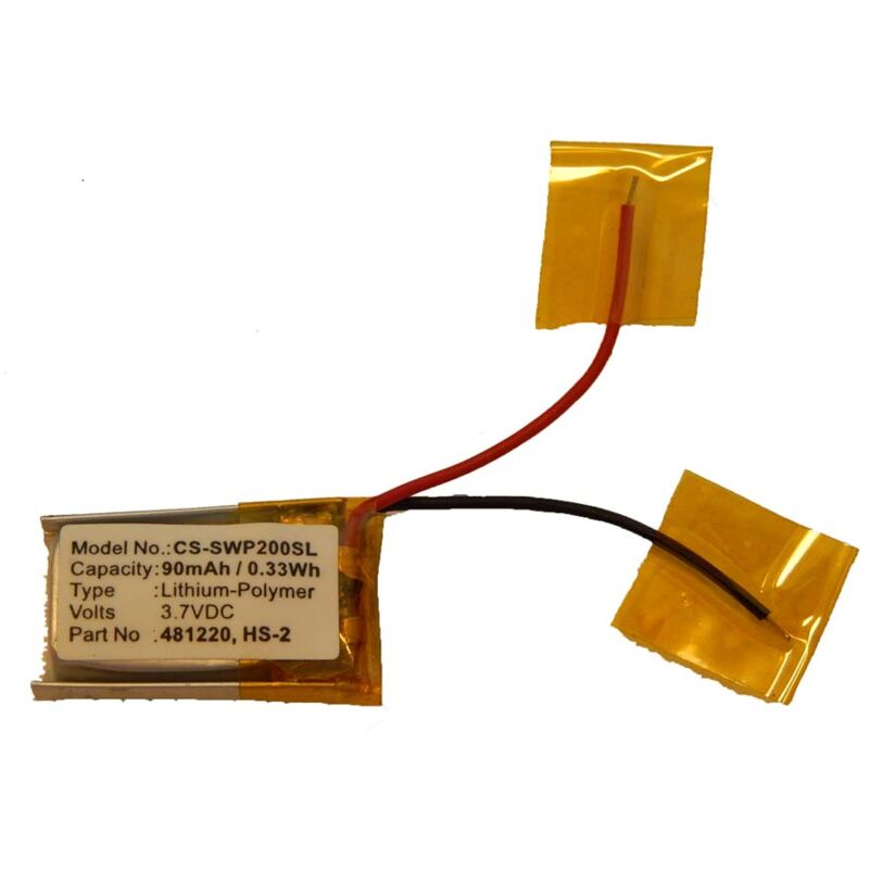 

Batería Li-Polymer 90mAh (3.7V) para auriculares Headset Samsung WEP-200, WEP-210, WEP-301 como 481220, B481220, HS-2. - Vhbw