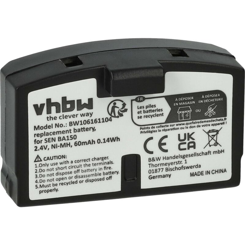 

Batería Ni-MH vhbw 60mAh (2.4V) para auriculares Headset AKG AP97A, AP97 A, AP 97 A, Balance K 122 IR como BA-150, BA150, BA-151, BA151.