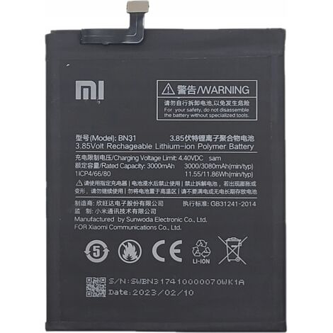Batería nueva BN31 para Xiaomi Redmi S2 M1803E6G Note 5 5A Mi 5X A1