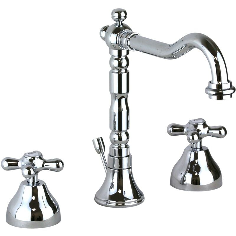 

Mezclador de lavabo de 3 orificios con asas laterales Resp Old America 124 | Cromo