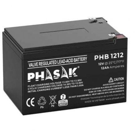 Batería Phasak PHB 1212 compatible con SAI/UPS PHASAK según especificaciones