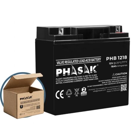 Batería Phasak PHB 1218 compatible con SAI/UPS PHASAK según especificaciones