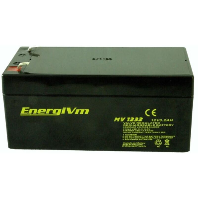 

Bateria PLOMO 12V 3,3Ah AGM Medidas 134x67x67mm ENERGIVM