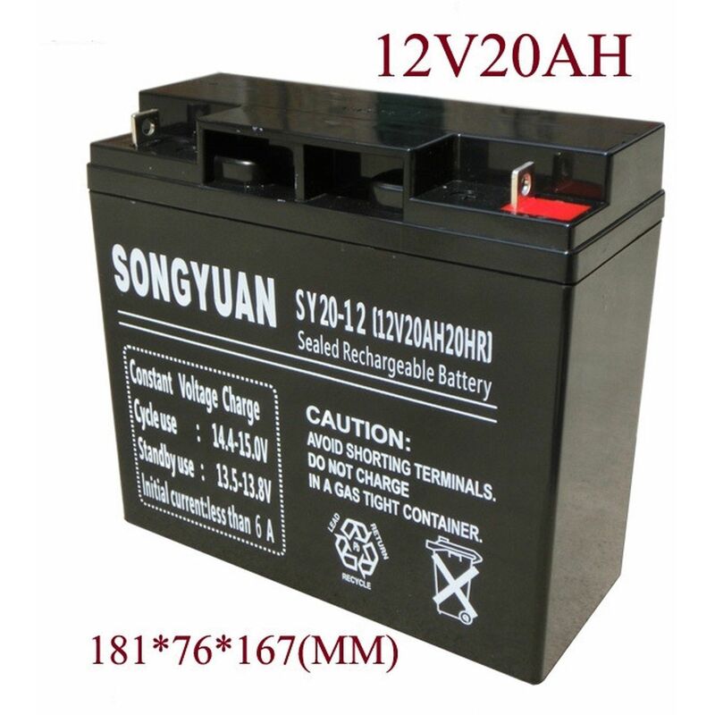 

Songyuan - Bateria Plomo Recargable 12V / 20Ah Ref Sy20-12, Np18-12,Np20-12 Npc17-12,Tev12180, Yc20-12, Gp1220