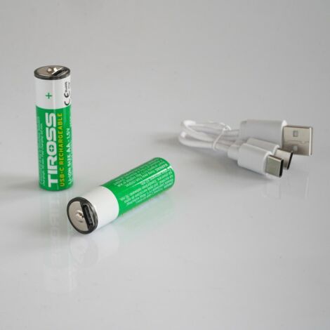 Batería recargable Tiross R6 AA (2 unidades), ideal para un suministro de energía fiable y sostenible en dispositivos electrónicos.