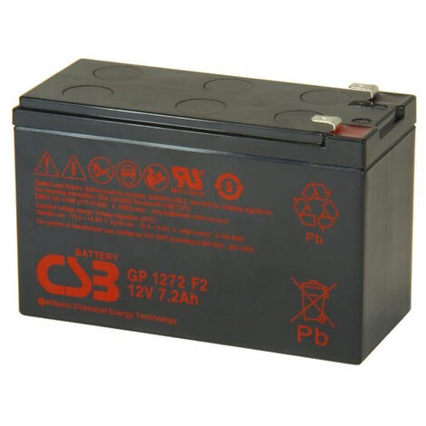 CSB BATTERY Bateria Sai UPS 12v 7.2 Ah Sellada CSB GP1272, recomendada para SAIS Lapara, más de 260 ciclos de carga