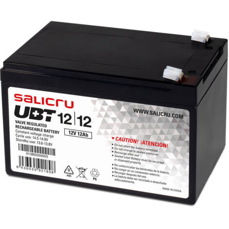 Batería Salicru UBT 12/12 compatible con SAI Salicru según especificaciones