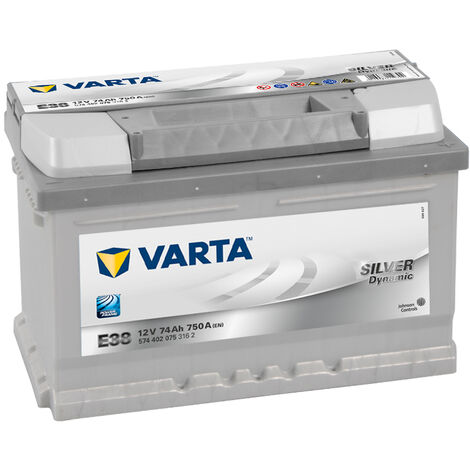 Batería VARTA E38 Silver Dynamic 74Ah 12v: Largo 278 x Ancho 175 x Alto 175mm