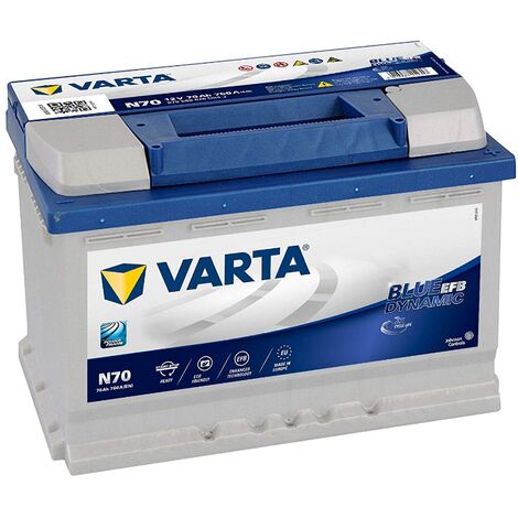 Batería VARTA N70 Blue Dynamic EFB 70Ah 12v: Largo 278 x Ancho 175 x Alto 190mm