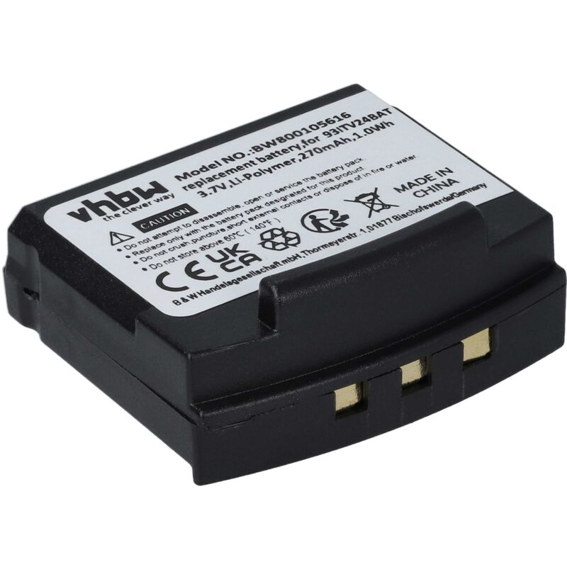 

Batería 270mAh (3.7V) para Headset, auriculares Amplicomms TV2400, TV2410, TV2500, TV2510 sustituye 93ITV24BAT - Vhbw