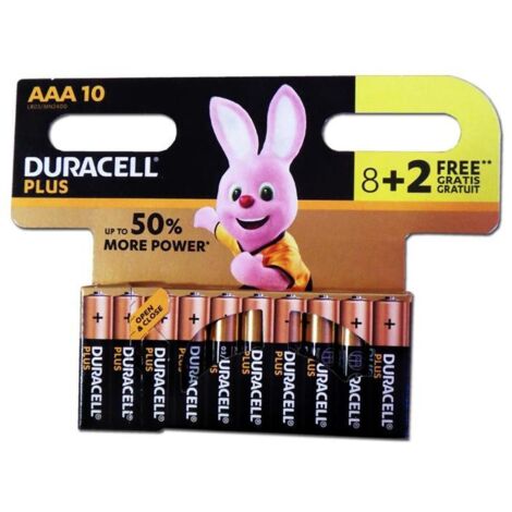 Baterías Duracell Alcalina Blister 8+2 AAA K4 Plus Power
