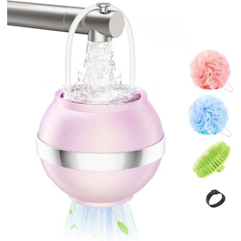 Bath Filter for Babies and Adults, Bath Water Filter for Tub, Removes Contaminants for Smoother Skin, Hair, Nails, Portable Shower Ball and Shampoo Brush, Pink