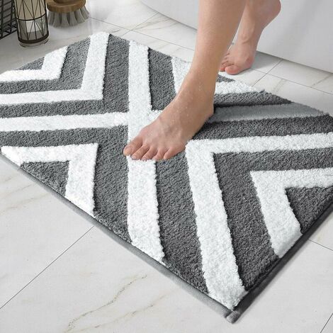 Bath Mat 40 x 60 cm,Non Slip Bathroom Mat Soft and Water Absorbent Bath Rug,Machine Washable Durable Floor Mat,Dark Grey