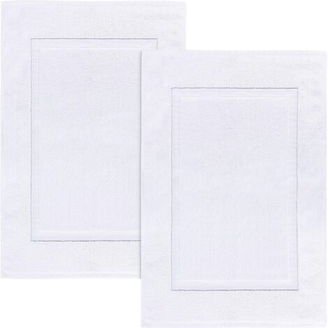 Bath Mat - 50 X 80 Cm - 100% Ring Spun Cotton - Reversible Non Slip Backing - For Bathroom Shower Sink Area - 2 Pack