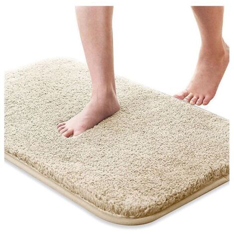 Bath mat, absorbent and non-slip bath mat, soft and skin-friendly bath mat, washable bath mat, 50x80 cm, (beige)
