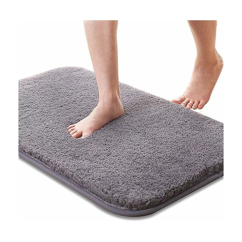 Bath mat, absorbent and non-slip bath mat, soft and skin-friendly bath mat, washable bath mat, 50x80 cm, (grey)