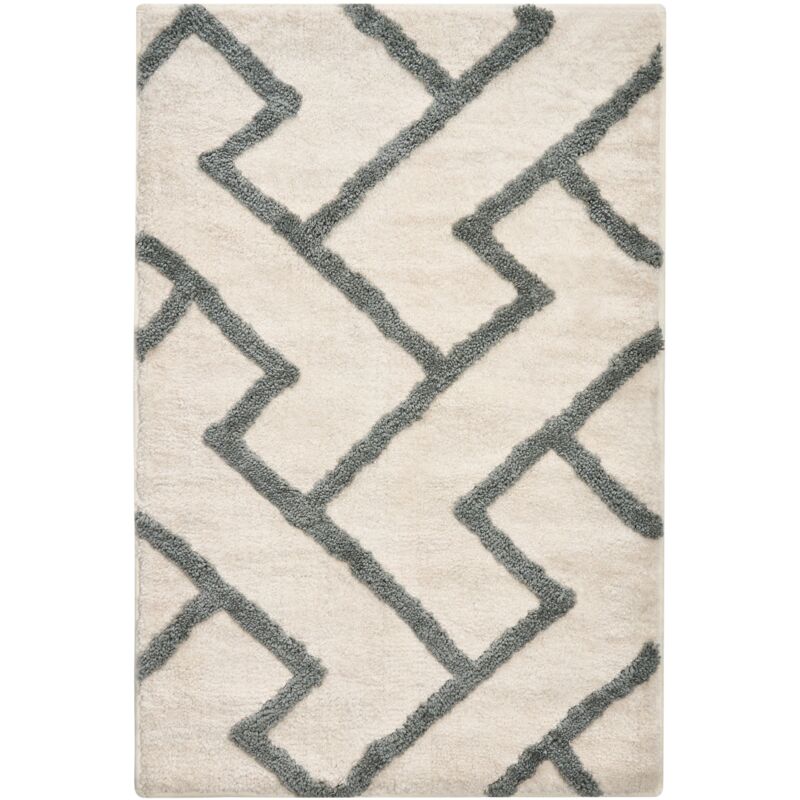 Beliani Bath Mat Beige And Grey Fabric 60 X 90 Cm Rectangular Shape Geometric Pattern Fluffy Bath Rug Bathroom Accessories Modern Design Garhi