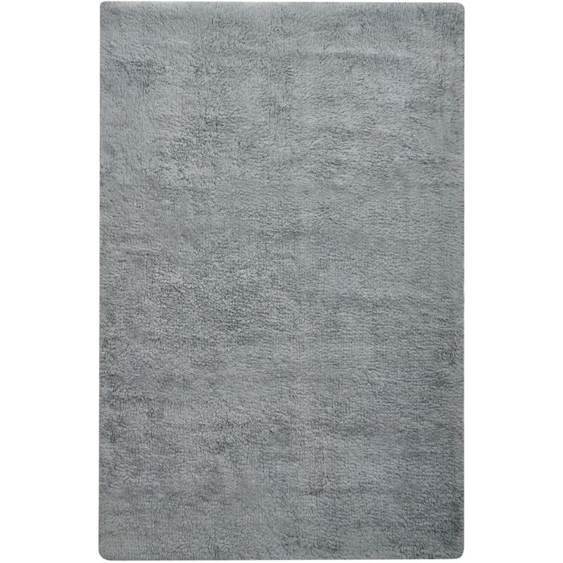 Beliani Bath Mat Grey Cotton 60 X 90 Cm Rectangular Shape Solid Colour Fluffy Bath Rug Bathroom Accessories Modern Design Goela