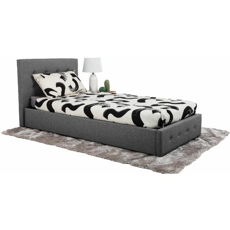 main image of "Bath Ottoman Gas Lift Fabric Storage Bed in Grey (Frame Only) - 3FT Single"