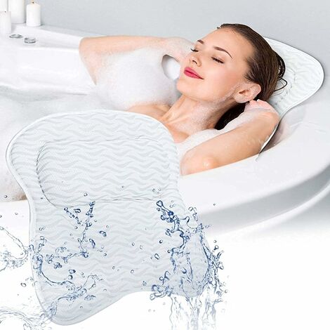 Mesh Headrest Backrest Bathroom Bathtub Pillow Non-Slip Cushioned Bath Tub  Spa Pillow With Suction Cups Bath Cushion
