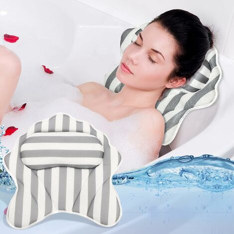 US Full Body Bath Pillow Mat Home Non-Slip Spa Bathtub Pillow Back
