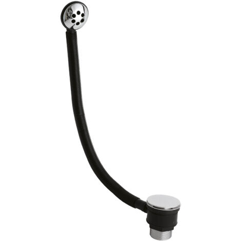 Bath Push Button Waste with Round Overflow for Baths up to 3mm Thick - Chrome