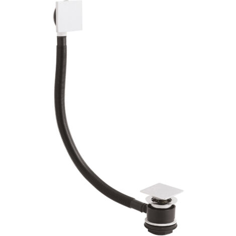 Bath Push Button Waste with Square Overflow for Baths up to 10mm Thick - Chrome