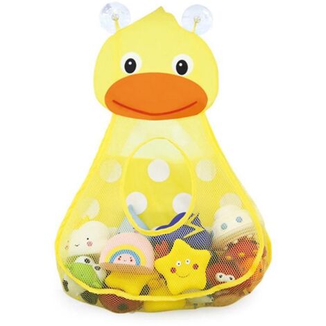 Bath Toy Organiser Cartoon Bath Toy Storage Bag for Children Baby Bath Quick Drying with 2 Strong Suction Cups Duck