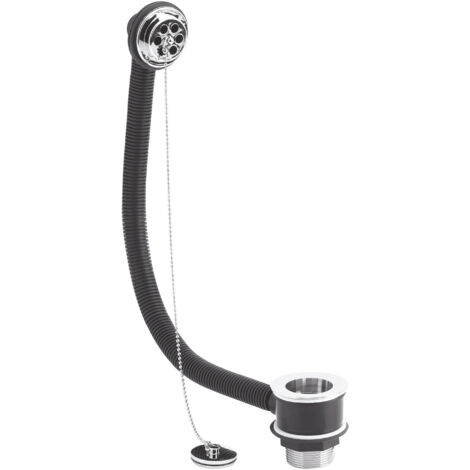 Bath Waste with Overflow, Brass Plug & Ball Chain, for Baths up to 5mm - Chrome