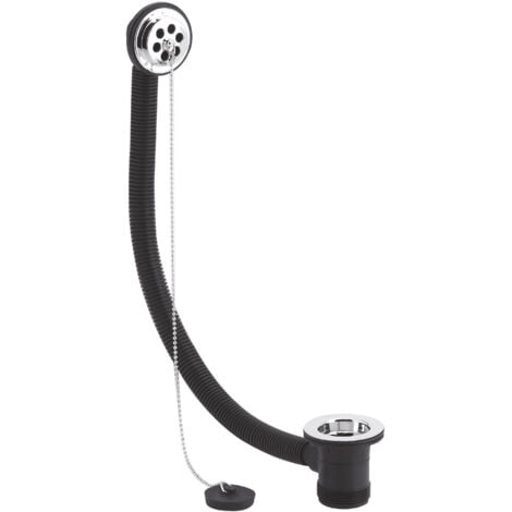 Bath Waste with Overflow, Poly Plug & Ball Chain, for Baths up to 5mm - Chrome