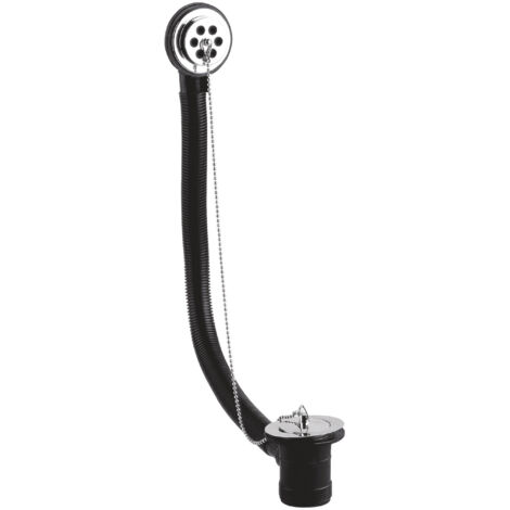 Bath Waste with Overflow, Poly Plug & Ball Chain, for Baths up to 5mm Thick - Chrome