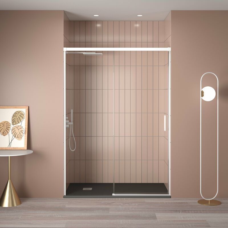 

BATHME NIXON Mampara Frontal Ducha Fijo+Corredera Blanco - Medida: 144-149 cms
