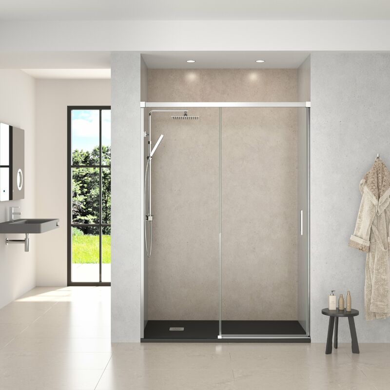 

NIXON Mampara Frontal Ducha Fijo+Corredera Cromo - Medida: 124-129 cms - Bathme