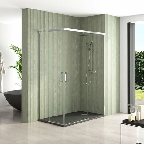 BATHME NIXON Mampara Ducha Rectangular 2Fijos+2Correderas Cromo - Medida: 80x135 cms - ref: YA15080000+YA14135000